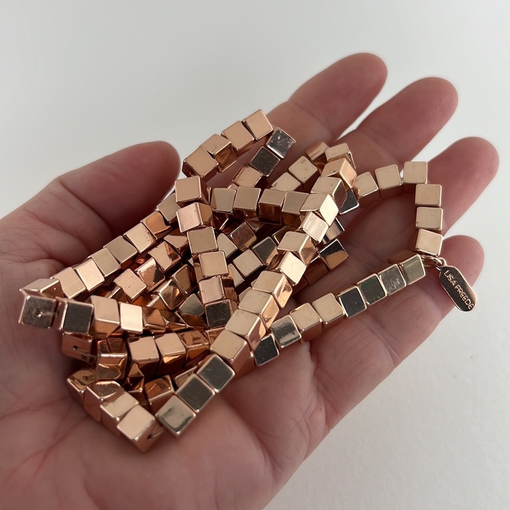 Lisa Freede ROSE GOLD stretchy cubic geometric bracelets (set of 4)…heavy metal!